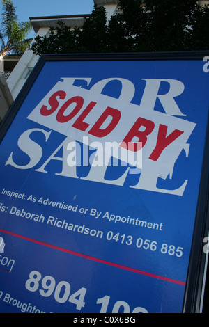 Sold sign on a block of units in North Sydney, New South Wales, Australia Stock Photo