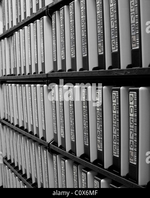 Rows of magnetic tape storage keep data secure Stock Photo