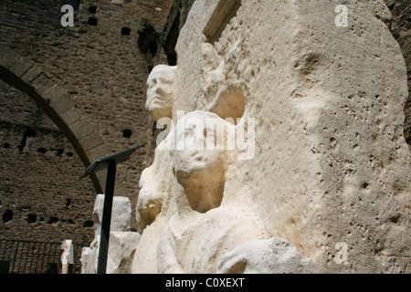 roman relics at cecilia metella mausoleum on the old appian way, rome italy Stock Photo