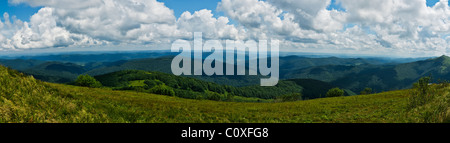 Panoramic of Polish beautiful mountain Bieszczady Stock Photo