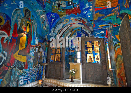 The colourful interior of All Saints Chapel at the Columbia Beach Resort in Pissouri Cyprus Stock Photo