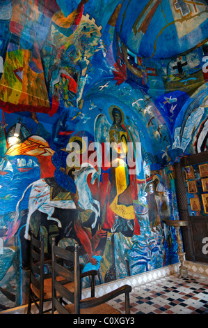 The colourful interior of All Saints Chapel at the Columbia Beach Resort in Pissouri Cyprus Stock Photo