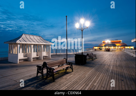 Beautiful night view of an empty pier in the seaside town of Cromer in Norfolk, East Anglia, England. Stock Photo