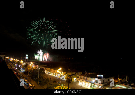 Viareggio, Italy - february 19: Fireworks show at the beginning of the 2011 carnival, 19 february, 2011 in  Viareggio, Tuscany , Italy Stock Photo