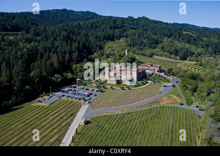 aerial view above Castello di Amorosa  winery Napa Valley Calistoga California USA Stock Photo