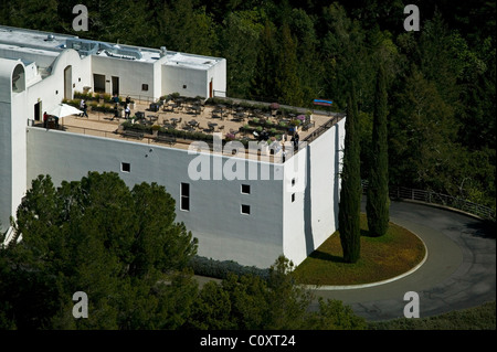 aerial view above wine tasting patio Sterling vineyards Napa Valley Calistoga California USA Stock Photo