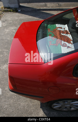 welsh flag in car window Stock Photo