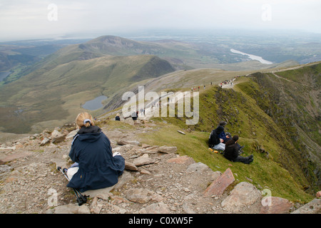 scene at the the top of mount snowdon, north wales great britain Stock Photo