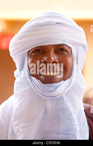 Man from Niger, Elhadji Koumama, Santa Fe International Folk Art Market, Santa Fe, New Mexico, USA, in traditional costume, Stock Photo