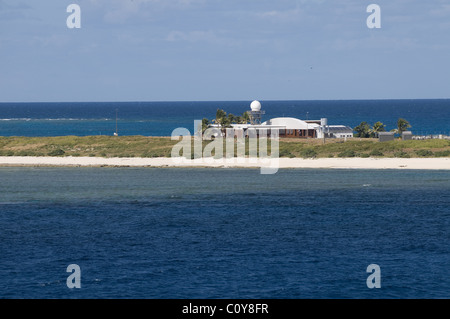 Weather monitoring station on Willis Island located beyond the Great Barrier Reef in the Coral Sea Territory, Queensland. Stock Photo