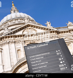 Legible city of London Street Sign in front of St Pauls cathedral England UK Stock Photo
