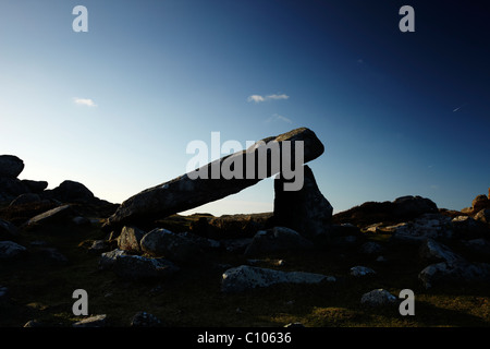 Coetan Arthur, Ancient Burial Chamber or Dolmen, St Davids Head, Pembrokeshire, Wales, UK Stock Photo