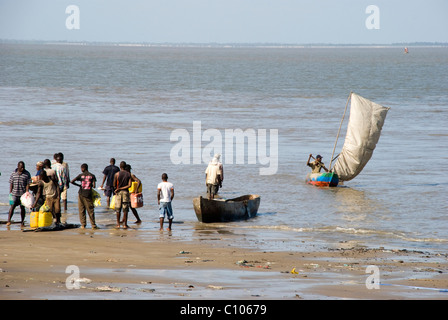 beach and fishing boat beira mozambique Stock Photo