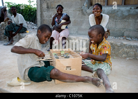 children playing, upper town, ilha de mozambique Stock Photo