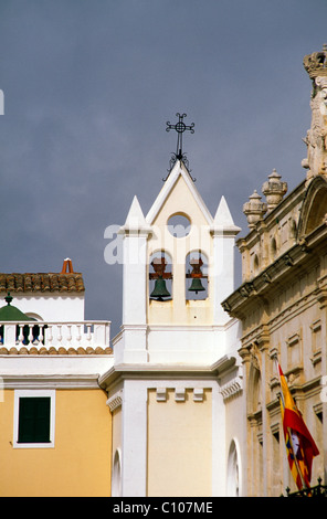 Mao (Mahon) Menorca Balearic Islands Spain Church Bell Tower And Cross Stock Photo