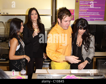 Perez Hilton, Khloe Kardashian, Kim Kardashian and Kourtney Kardashian at Millions of Milkshakes Los Angeles, California - Stock Photo