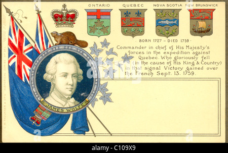 postcard commemorating General James Wolfe killed at Quebec 1759