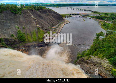 Detail of the Montmorency Falls in Quebec, Canada Stock Photo