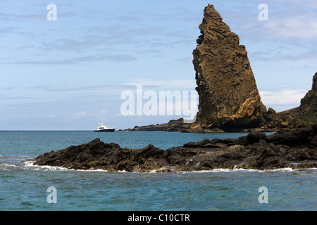 Pinnacle Rock on Bartolome Island - Galapagos Islands, Ecuador Stock Photo