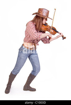 Country girl plays the viola Stock Photo