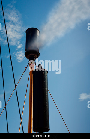 SHIP'S WHISTLE WITH STEAM COMING OUT Stock Photo