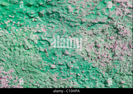 green peeling paint close up background Stock Photo
