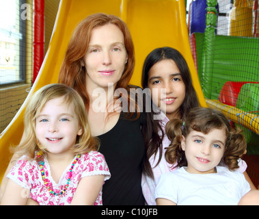 ethnic mixed family mother and daughters indian caucasian latin Stock Photo
