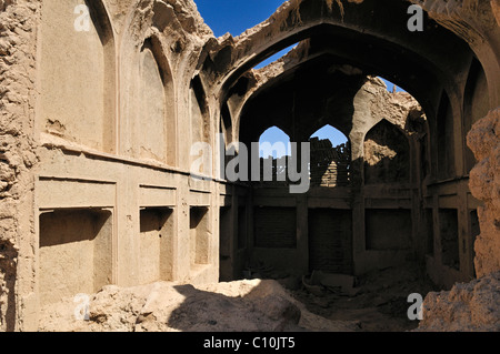 Ruin of a traditional Iranian adobe house in Nain, Isfahan, Esfahan, Iran, Persia, Asia Stock Photo