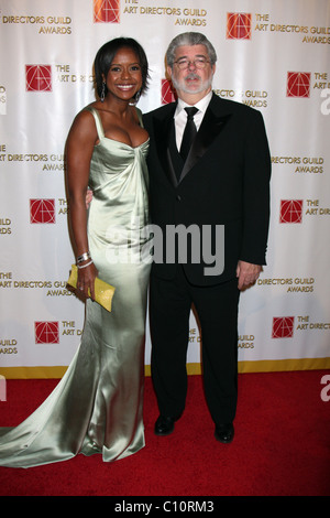 George Lucas and Mellody Hobson The 13th Annual Art Directors Guild Awards held at the Beverly Hilton Hotel - Arrivals Beverly Stock Photo