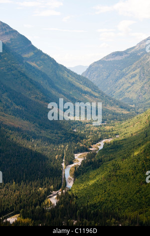 Flathead River,South Fork,Middle Fork,Logans Pass,Going -To- the- Sun -Road,Mountain Scenery,Glacier National Park,Montana,USA Stock Photo