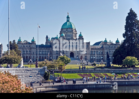 Parliament buildings housing British Columbia parliament located in downtown Victoria Canada beside the inner harbour Stock Photo