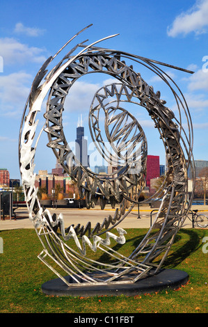 sculpture outside the Adler Planetarium on the Museum Campus on the city lakefront. Chicago, Illinois, USA. Stock Photo