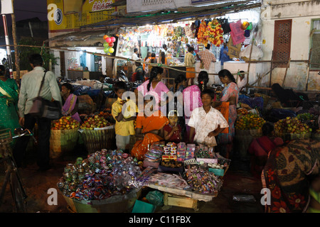 Market during Thaipusam Festival, Hindu festival, Palani, Tamil Nadu, Tamilnadu, South India, India, Asia Stock Photo