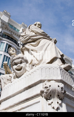 Calderon de la Barca statue in Plaza de Santa Ana, Madrid, Spain Stock Photo