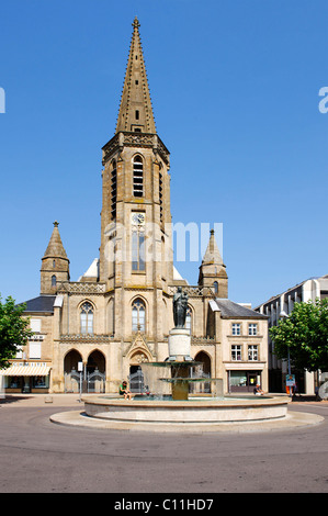 Catholic parish church St Ludwig and Saint Mary's fountain, Grosser Markt square, Saarlouis, Saarland, Germany, Europe Stock Photo