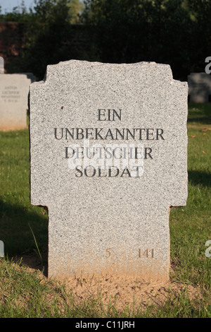 Headstone to an Unknown German Soldier in the German Military Cemetery Fournes-en-Weppes, France. Stock Photo