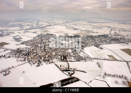 Aerial view, Voerde, Niederrhein region, North Rhine-Westphalia, Germany, Europe Stock Photo