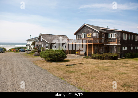 Typical American wooden houses at Cannon Beach, Clatsop County Stock