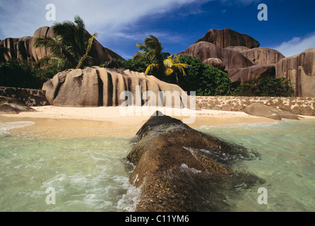 Source de Argent, dream beach, La Digue, Seychelles, Africa Stock Photo