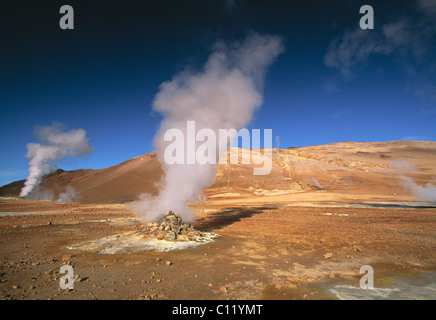 Steaming hot pots, Namaskard, solfatara fields, highlands, Iceland, Europe Stock Photo