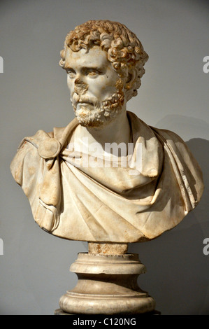 Ancient marble bust of Roman emperor Antoninus Pius, Museo Palatino, Palatino, Rome, Lazio, Italy, Europe Stock Photo