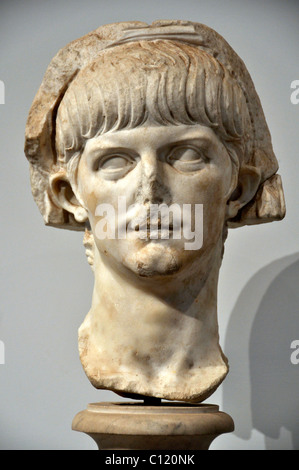 Ancient marble bust of the young Roman emperor Nero, Museo Palatino, Palatino, Rome, Lazio, Italy, Europe Stock Photo