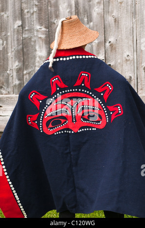 Alaska. Tlingit native performers at Chief Shakes Tribal House, Tlingit historic site, Wrangell, Southeast Alaska. Stock Photo