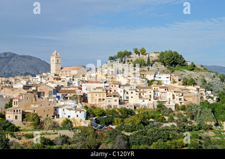 Mountain village, church, Polop de la Marina, Polop, Costa Blanca, Alicante province, Spain, Europe Stock Photo