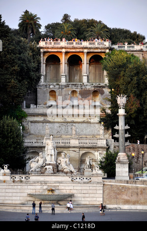 Pincio Terrace, group of statues, goddess Roma between Tiber and Aniene, Piazza del Popolo, Rome, Lazio, Italy, Europe Stock Photo