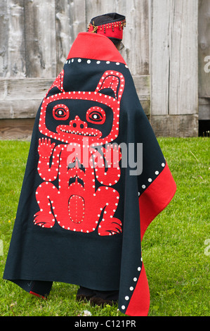 Alaska. Tlingit native performers at Chief Shakes Tribal House, Tlingit historic site, Wrangell, Southeast Alaska. Stock Photo