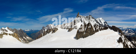 Dent du Geant, Dente del Gigante, Giant's tooth at the western end of the Rochefort ridge, Mont Blanc Massif, Alps, from Stock Photo