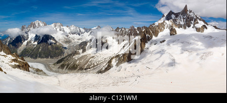 Mer de Glace and Dent du Geant, Dente del Gigante, Giant's tooth, Mont Blanc Massif, Alps, Europe Stock Photo