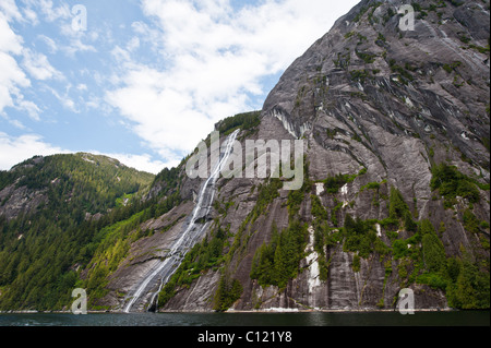 Alaska. Waterfalls in Walker Cove area of Misty Fjords National Monument Wilderness Area, Southeast Alaska. Stock Photo