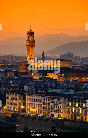 Florenz Palazzo Vecchio Abend - Florence Palazzo Vecchio evening 03 Stock Photo